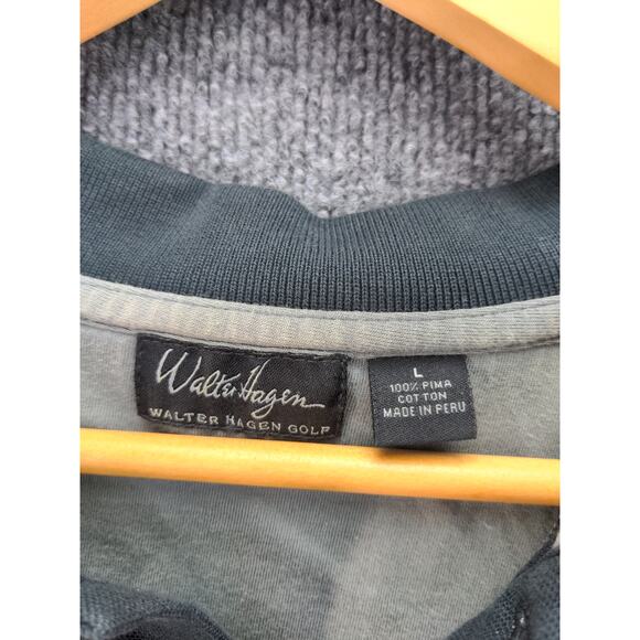 Mens Walter Hagen XI Golf Short Sleeve Polo Shirt Size L Black Made in Peru - Picture 8 of 10